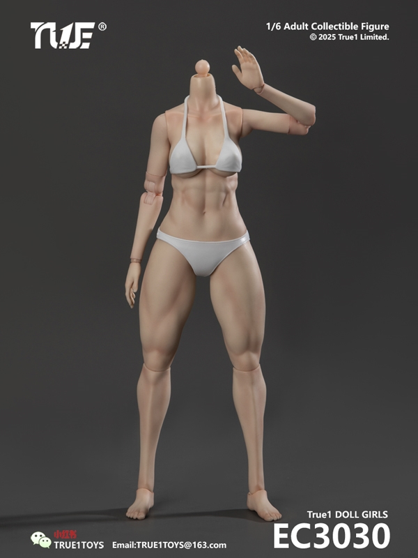 Sporty Girl Muscular Body Large Bust Fair Skin - True 1 Toys 1/6 Scale Body