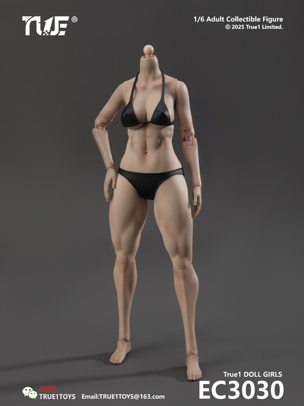 Sporty Girl Muscular Body Large Bust Light Wheat Skin - True 1 Toys 1/6 Scale Body