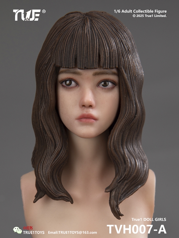 Nini Resin MovableEyes Head Sculpt Long Brown Hair Version -  True 1 Toys 1/6 Scale Accessory
