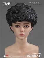Nini Resin MovableEyes Head Sculpt Short Curly Black Hair Version -  True 1 Toys 1/6 Scale Accessory