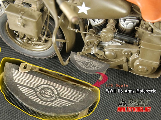 ZY TOYS Diecast/Plastic WWII US Army Harley Davidson Motorcycle 1/6 