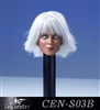 Female Head with White Hair and White Eyes - Toys Center 1/6 Scale Figure