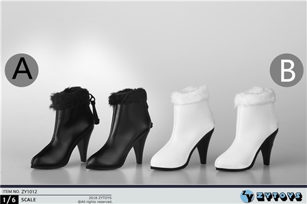 Ankle Boots with Fur - Two Color Options - ZY Toys 1/6 Scale Accessory
